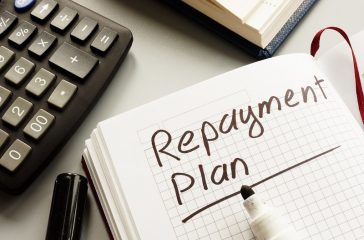 Conceptual hand written text showing repayment plan
